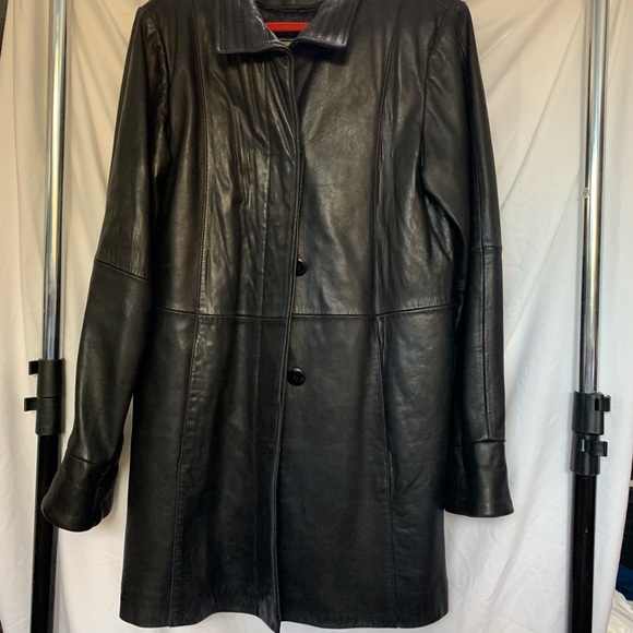 Gallery Italian Genuine Leather Trench Coat Jacket - Picture 6 of 6